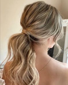 Mid Pony Updo, Ponytail Updos, Formal Ponytail, Messy Ponytail Hairstyles, Bridemaids Hairstyles, Low Ponytail Hairstyles, Pony Hairstyles, Formal Hairstyles For Long Hair, Wavy Ponytail