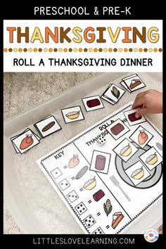 the thanksgiving roll a thanksgiving dinner game for preschool