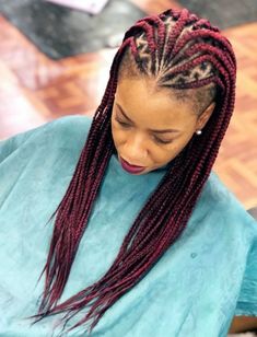 Red Box Braids ||25 Fabulous Braided Hairstyles Ideas - Curly Craze Braids Shaved Sides And Back Black Women, Fulani Braids With Undercut, Cornrows With Shaved Sides Black Women, Braids On Shaved Sides For Black Women, Asymmetrical Braided Bob, Style Ideas For Short Hair, Cornrows With Shaved Sides, Shaved Side Hairstyles Black Women, Braids With Undercut Black Women