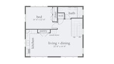 the floor plan for a two bedroom apartment with an attached living room and dining area