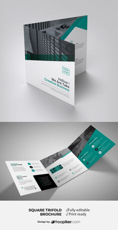 three fold brochure mockup with green and white colors