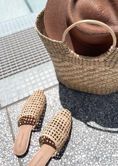 These beautiful handmade shoes were handcrafted from plant-based seagrass, woven by artisans at our family-owned factory in Mumbai, India. The insole is our signature natural buff genuine leather- a super smooth, luxe, feel good insole with padding for extra comfort. The outsole is a durable non-slip rubber. The ultimate beach vibe accessory! Straw Aesthetic, Straw Shoes, Woven Mules, Beachy Chic, India Trip, Chic Natural, Handmade Sandals, Mumbai India, Open Weave