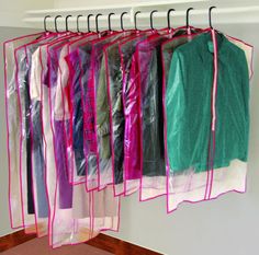 a rack with clothes hanging from it's sides