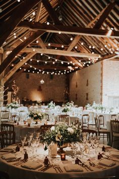 the tables are set up for an event