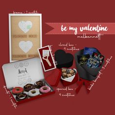 a valentine's day gift box with donuts and chocolates