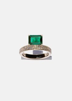 Floating Emerald Ring – KATKIM Double Diamond Ring, Trillion Diamond Ring, Floating Diamond Ring, Halo Band, Columbian Emeralds, Asscher Diamond, Pave Diamond Band, Pear Ring, Marquise Ring