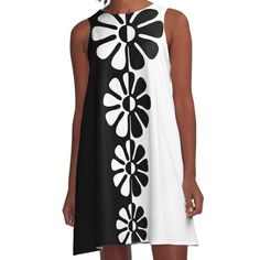 Loose-fit, mid-length sleeveless dress with silky handfeel. Printed on both sides. Machine washable. Size range XS-2XL. Minimal meets hippie in this bold design of 1960's pop art-inspired flowers in contrasting black and white. Fun and cute on clothing, and perfect with retro, minimal or contemporary decor. Go big! Go bold! White A Line Dress, Bold Design, Dress For Sale, Contemporary Decor, Mid Length, Dresses For Sale, A Line Dress, Pop Art, Sleeveless Dress