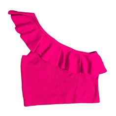 Express Size Xl Nwot Express Barbie Pink Ribbed Crop Top One Shoulder Ruffle Tank Top Blouse Preppy Summer Shirt Ptp 18-23” Very Stretchy Length 18”