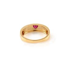 This is part of Chairish’s Fine Jewelry assortment.  Dainty Heart Cut Ruby Pinky Ring Signet Ring in 18K Gold featuring natural ruby of 0.25 carats. The gorgeous handcrafted ring goes with every style, every occasion or any outfit.  Ruby improves mental strength.  Designed with heart cut ruby bezel set in center, in a dome ring of solid gold in center that makes it a perfect fit to wear it on your occasion or style it with any of your basic outfit to give it a glam. This is a perfect Ruby Signet Mother Daughter Gifts, Nature Ring, Contemporary Ring, Dome Ring, Mental Strength, Heart Gemstone, Bff Gifts, Handcrafted Rings, Tiffany And Co