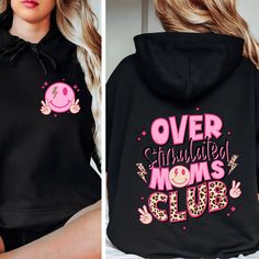 Overstimulated Moms Club Hoodie, Mom life smile face Hoodie, Moms Club Hoodie, Cute Mom Hoodie, Antisocial Mom Hoodie, Pink Mom Smile Face Hoodie, Mom Life Hoodie, Mom Humor, Gift For Mom Hello there! Welcome to ☆Star Fashion Sweatshirt-Hoodie☆ store.  We are here for different and top quality models. All of your designs that we hope you will like in our store are specially designed and produced for you. Do not hesitate to review. ☆Enjoy comfort and elegance. The material is a thick cotton and polyester blend. It is also a great surface for printing. There are no side seams. Air jet yarn for softer feel and reduced pilling This sweatshirts have  double needle stitching at shoulder, armhole, neck, waistband and cuffs. ☆If you like comfortable fit, you can increase the size by one size. If y Happy Hoodie, Hoodie Store, Hoodie Cute, Mom Hoodies, Moms Club, Anti Social, Happy Face, Smile Face, Mom Humor