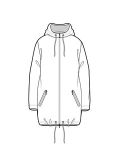 a drawing of a jacket with hood and zippers