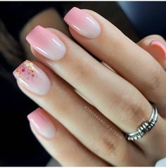 French Fade Nails, Faded Nails, Reflective Nails, Girls Nail Designs, Cute Gel Nails, Toe Nail Designs, Nail Designs Glitter