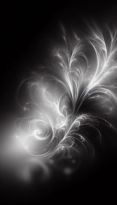 an abstract black and white photo with swirls