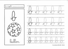 an upper and lowercase handwriting practice sheet with the letter b in it, which has been