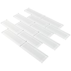 white glass tile backsplashes on a white background