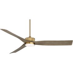 a ceiling fan that has a light on it and two blades attached to the blade