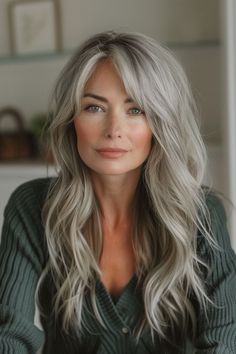 Check out 18 hairstyles with side bangs that perfectly frame the face, enhancing your natural beauty and highlighting your best features. Hairstyles With Side Bangs, Long Grey Hair, Side Bangs Hairstyles, Grey Hair Inspiration, Beautiful Gray Hair, Side Bangs, Long Hair With Bangs, Hair Color And Cut, Long Layered Hair