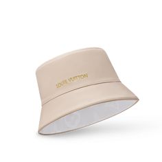 LOUIS VUITTON® - Dailygram Bucket Hat - White Luxury Beige Visor Hat, Designer Beige Adjustable Hat, Designer Adjustable Beige Hat, Designer Adjustable Bucket Hat With Curved Brim, Luxury Adjustable Visor Hat, Bucket Hat White, Louis Vuitton Official, Bucket Hat, Louis Vuitton