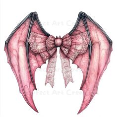 a drawing of a pink bat with wings and laces on it's back