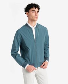 Water-Resistant Bomber Jacket | Kenneth Cole Mens Blue Mac, Cashmere Outfits, Studs Men, Short Suit, Moisture Wicking Fabric, Kenneth Cole, Sport Coat, Sneakers For Sale, Outerwear Jackets