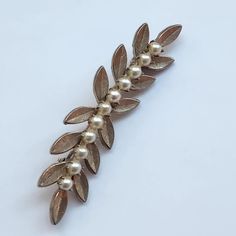 Elegant Pin Brooch in good vintage condition.  Perfect for any occasion. Measures 2.2" long. You can wear brooch on your shawl, scarf, dress, jacket, coat or even hat. Pearl Pin, Scarf Dress, Dress Jacket, Shawl Scarf, Olive Branch, Pin Brooch, Jacket Coat, Vintage Gold, Faux Pearl