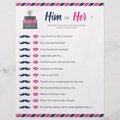 a pink and blue poster with the words him or her