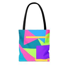 This practical, high-quality tote bag is available in three sizes. All-over print provides comfort with style at the beach or out in town. Made from reliable materials, lasting for seasons. Colorful Retro Tote Bag, Rectangular Bag With Graphic Design For Everyday, Rectangular Bags With Graphic Design For Everyday Use, Rectangular Bag With Graphic Design, Blue Bags With Graphic Print For Daily Use, Multicolor Travel Bag With Graphic Print, Rectangular Graphic Design Bag For Everyday Use, Blue Rectangular Bag With Graphic Print, Retro Tote Beach Bag