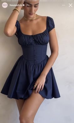 A Line Dress Short, Date Night Outfit Classy, Ruffle Dresses, Frill Mini Dress, Neck Corset, Trendy Summer Outfits, Bubble Sleeve, Dress Short Sleeve, Line Dress