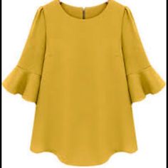 Trendy Green Envelope Mustard Top Size Small, New With Tag Half Sleeve Blouse, Chiffon Shirt, Blouse Online, Chiffon Blouse, Looks Style, Half Sleeve, Chiffon Tops, Dress Patterns, Half Sleeves