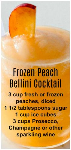 a recipe for frozen peach bellini cocktail