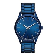 Brilliantly blue! Our George minimalist style is tone on tone with a striking blue case and bracelet with a matching tonal face. This is a truly modern take on the timepiece. The face is marked at all hours with slim index for a truly modern look while keeping the function easy of telling time. This is truly a George statement style. It's easy to wear and blue is always a good color choice. Size: 44MM Watch Case Diameter.  Gender: male.  Age Group: adult. Blue Everyday Watches With Round Dial, Blue Analog Display Watch For Everyday Use, Blue Everyday Watches, Modern Blue Watch Accessories With Metal Dial, Modern Blue Watch For Everyday Use, Blue Stainless Steel Chronograph Watch, Blue Analog Stainless Steel Watch Accessories, Casual Blue Watch Accessories, Modern Blue Watch With Metal Dial