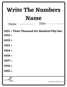 a printable worksheet for students to write numbers and place them in order