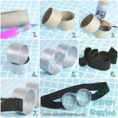 the instructions for how to make an eyeglass holder out of toilet paper and duct tape