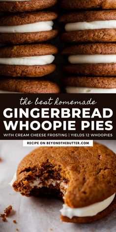 the best homemade gingerbread whoopie pies with cream cheese frosting inside