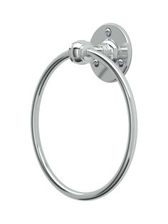 a chrome towel ring on a white background