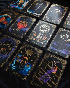 the tarot cards are all different colors and designs