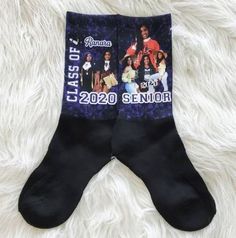 Sublimation Socks Streetwear Style Socks. SMALL 3y-5y MEDIUM 6-8 LARGE 8-12 XL 12-15 Full Polyester Crew Sock. Perfect for Sublimation The Leg holds the vibrant sublimation print while the foot is cushioned, ultra soft, dry fitting cotton, and has a secure ribbing. Foot Material: 90% Cotton, 10% Polyester/Spandex Leg Material: 95% Polyester, 5% Rubber/spandex, White inside and out. Band Senior Pictures, High School Graduation Shirts, Proud Of My Daughter, Sublimated Socks, Sublimation Socks, Style Socks, Custom Socks, Graduation Shirts, Streetwear Style