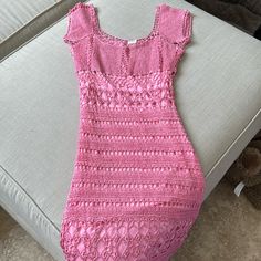 Bought From A Boutique For An Event And Never Been Worn, New With Tags. Fits Like Size 2 To 4. Pink Bohemian Crochet Dress For Party, Fitted Crochet Dress With Short Sleeves For Vacation, Fitted Short Sleeve Crochet Dress For Party, Fitted Crochet Dress With Short Sleeves For Party, Fitted Bohemian Crochet Knee-length Dress, Bohemian Knee-length Fitted Crochet Dress, Fitted Knee-length Bohemian Crochet Dress, Pink Fitted Crochet Dress For Party, Fitted Pink Crochet Dress For Party