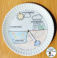 a paper plate with an image of water cycle on it