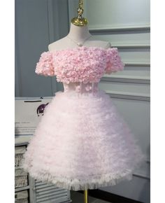 Get 10% off now! Buy lovely pink puffy short homecoming dress off shoulder with flowers at cheap price online. Free stable shipping and pro custom service since 2009. Off The Shoulder Homecoming Dress, Homecoming Dress Short, Pink Ball Gown, Cute Homecoming Dresses, Professional Dress, Tulle Homecoming Dress, Pink Party Dresses, Pink Homecoming Dress, Cheer Dance