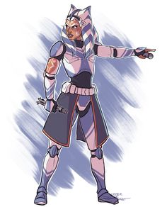 a drawing of an animated character wearing armor and holding his arms out to the side