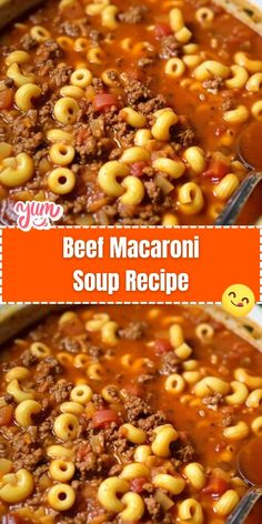 beef macaroni soup recipe in a large casserole dish