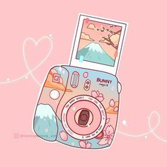 a pink camera with an image of a bunny on it