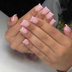 Nails Acrylic Short Basic, Short Simple Nails French Tip, Soft Pink French Tip Nails Square, Shortish Nail Ideas, Short Nails No Design, Basic Short Square Nails, Short Acrylic Nails Heart Design, Baby Pink French Tip Nails Square Short, Short Nails Acrylic Color Ideas