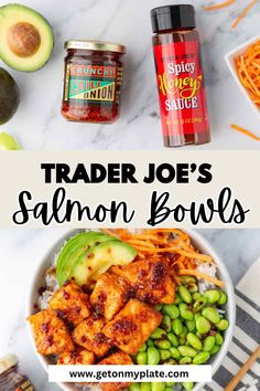 Crunchy Chili Onion Trader Joes Recipes, Trader Joes Meals, Buttery Salmon, Trader Joes Recipes Dinner, Trader Joes Meal Planning, Salmon Bowls, Crunchy Veggies, Family Breakfast Recipes, Fish Friday