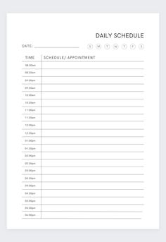 the daily schedule is shown in black and white, with lines on each side of it