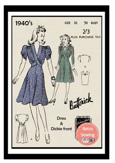 the dress and jacket sewing pattern from 1940's