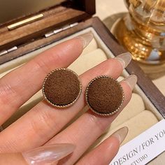 Material: Alloy Fashion Element: Love Heart/Heart Shape Style: Korean Korean Style Elegant Brown Circular Jewelry, Coffee Ring, Style Korean, Watch Necklace, Elegant Earrings, Ear Studs, Earring Necklace, Heart Shape, Women's Earrings