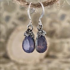 Beautiful Smoky Purple Faceted Drop Earrings With Little Rhinestones Along The Silver Bead Caps. I Love How They Change In Different Light From Grayish To Almost Lavender. So Pretty! Great Gift Idea! Silver Jeweled Drop Crystal Earrings, Silver Jeweled Drop Earrings, Silver Jeweled Sterling Silver Earrings, Elegant Jeweled Earrings, Silver Drop Jeweled Jewelry, Silver Jeweled Drop Jewelry, Silver Jeweled Dangle Crystal Earrings, Silver Jeweled Crystal Earrings For Anniversary, Silver Teardrop Earrings With Rhinestones For Gift