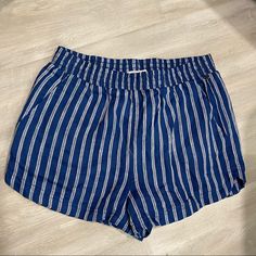 Striped Shorts From Forever 21. New Without Tags!! Never Worn Size: Small With 2 Front Pockets Comes From A Smoke-Free Home I Ship Within 1 Business Day! ~Tags~ Flirty, Comfy, Comfortable, Summery, Flattering, Feminine, Lightweight, Trendy, Trending, Date Night, Night Out, Summer Forever 21 Casual Blue Bottoms, Casual Forever 21 Shorts With Built-in Layer, Forever 21 Beach Shorts, Forever 21 Blue High-waisted Shorts, Casual High-waisted Shorts By Forever 21, Forever 21 Cotton Beach Shorts, Forever 21 Cotton Shorts For Vacation, Forever 21 Vacation Shorts, Forever 21 Beach Shorts With Built-in Shorts